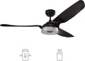 Black Smart Ceiling Fan with Remote Control, Dimmable LED Light, 10-Speed DC Motor W29531