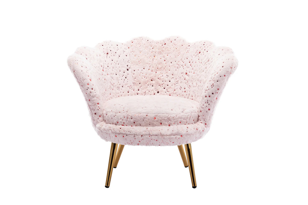 Pink Faux Fur Kids Sofa Chair with Gold Legs F88396