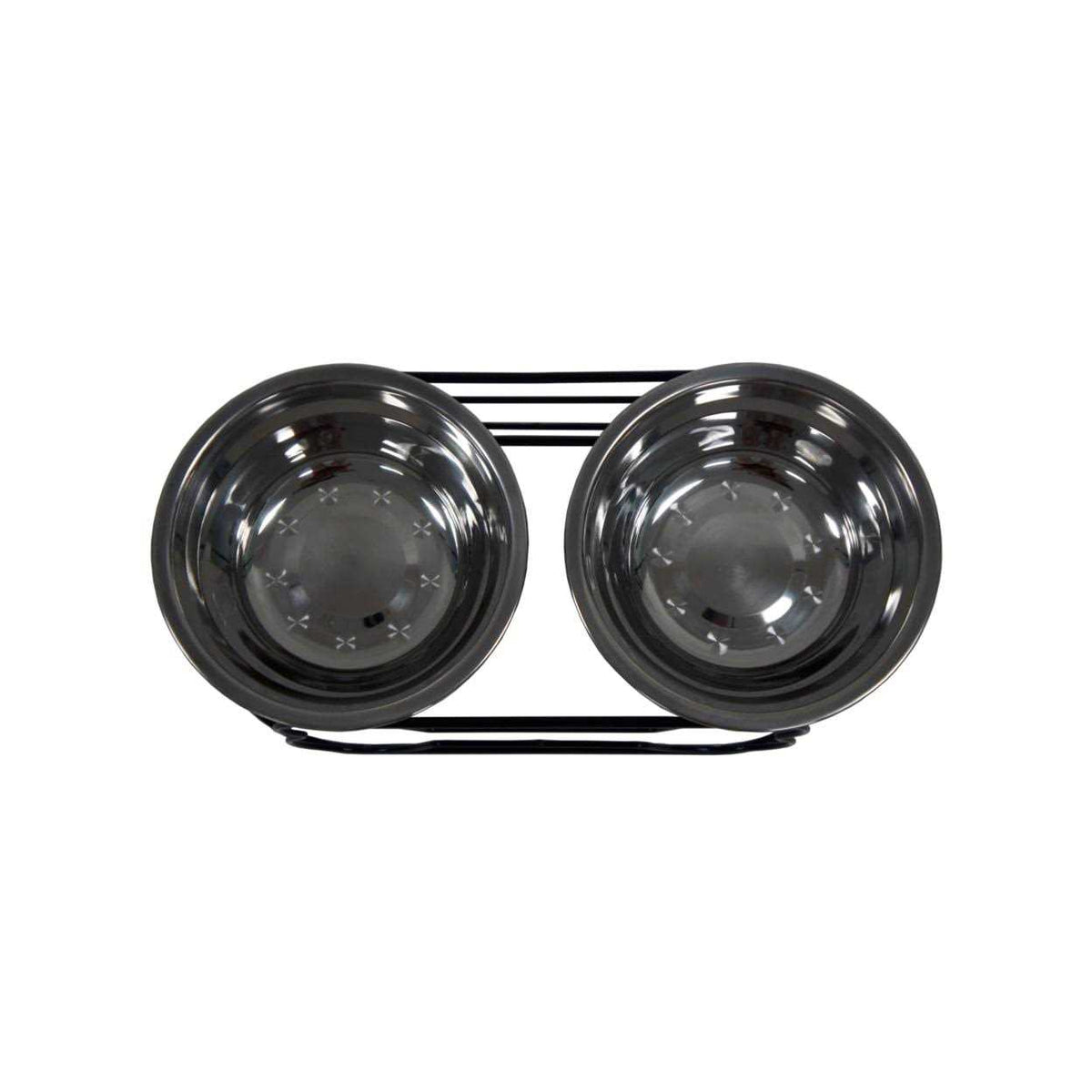 Wrought Iron Stand with Stainless Steel Feeder Bowls M578669