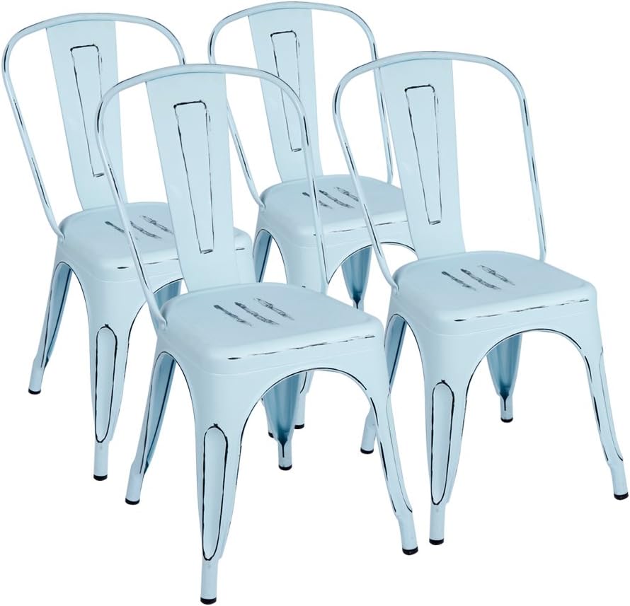 Metal Dining Chairs Set of 4 (Black) E108