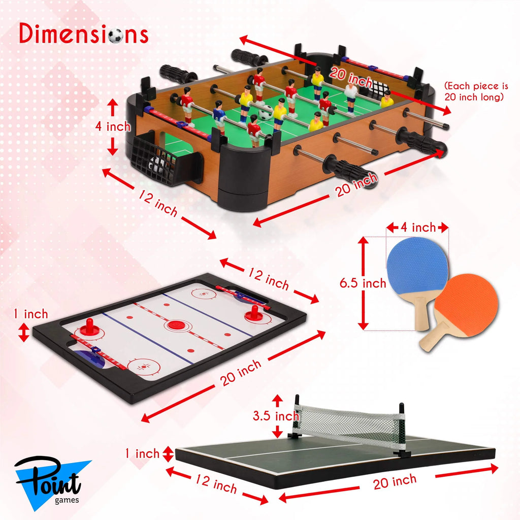 3 in 1 Foosball Air Hockey Table Tennis Game Set W161985