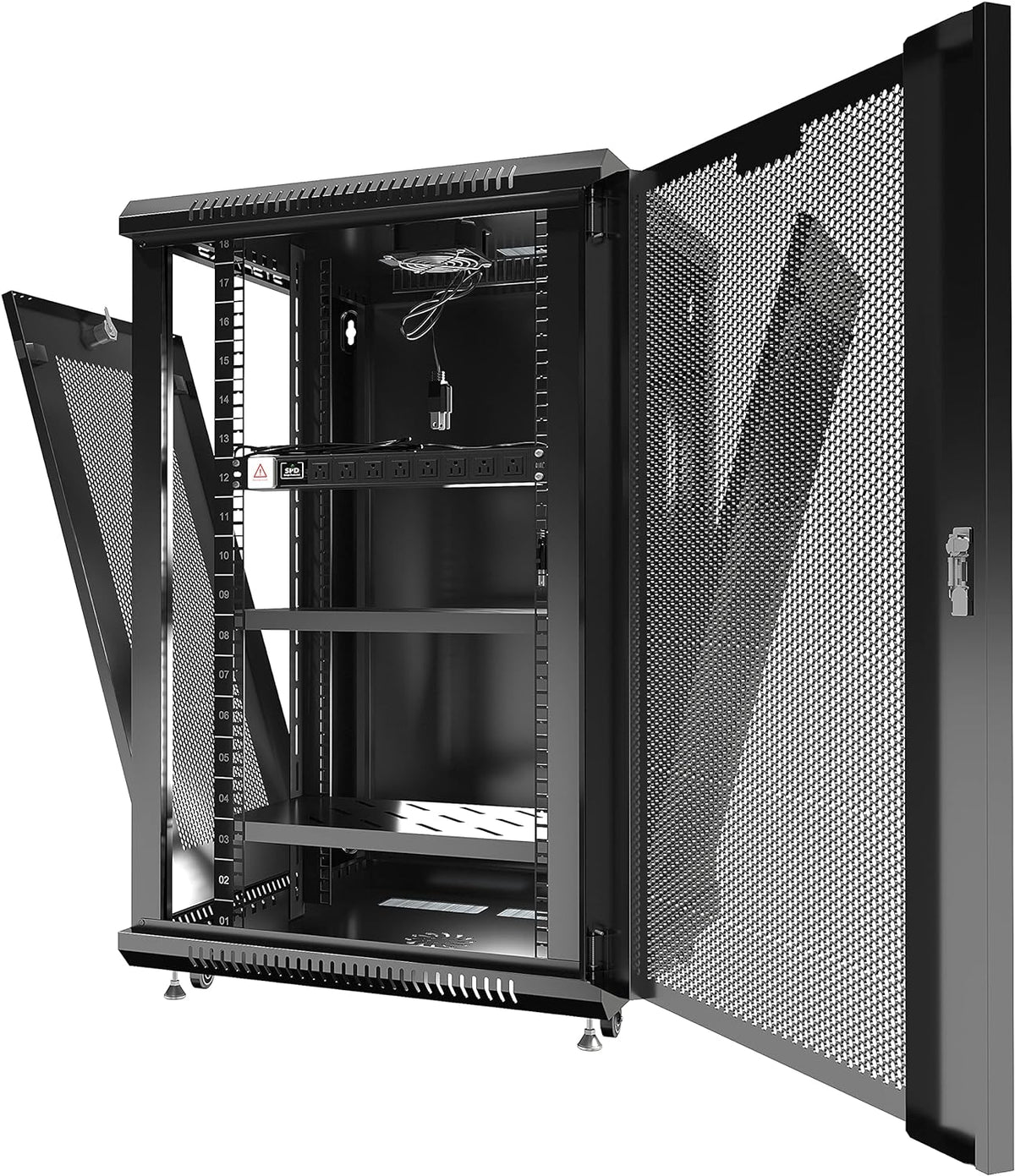 Wall Mount Server Rack Locking Network Cabinet 18 U Vented Enclosure with Casters Shelf U26365