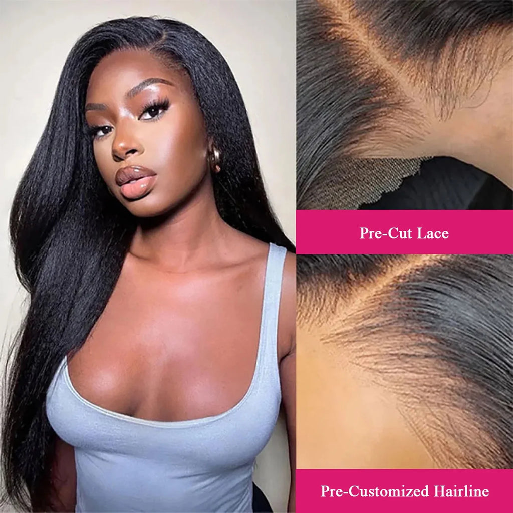 Human Hair Kinky Straight 4x4 Lace Front Wig 14 inch U3983