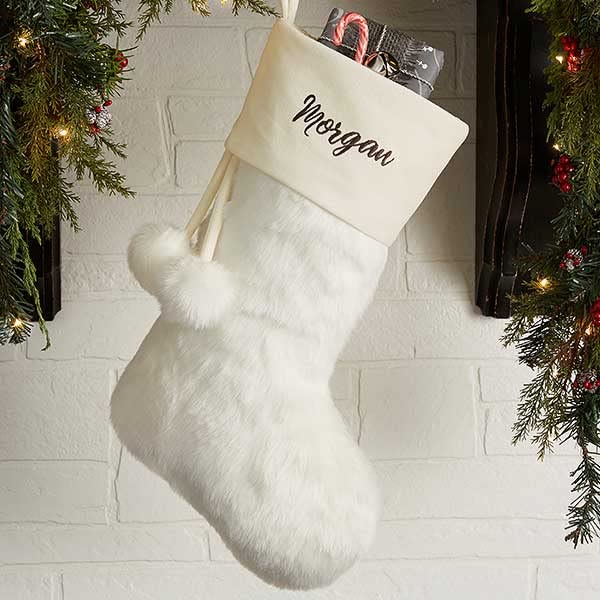 Grey Faux Fur Christmas Stocking Z51670