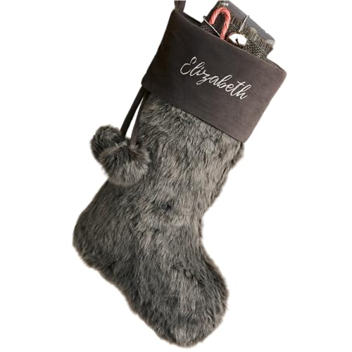 Grey Faux Fur Christmas Stocking Z51670
