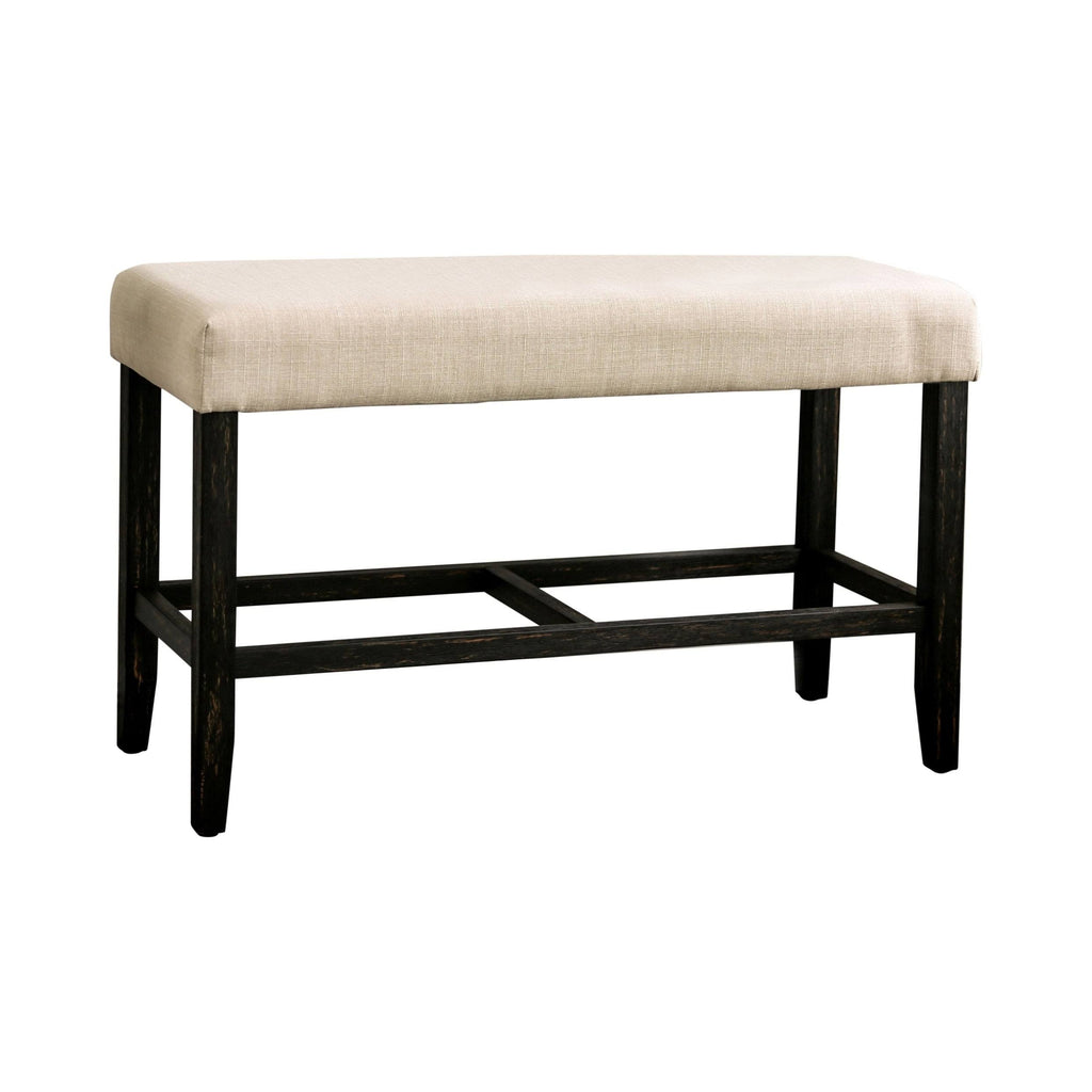 Rustic Linen Fabric Counter Height Bench Light Grey N763