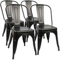 Metal Dining Chairs Set of 4 (Black) E108