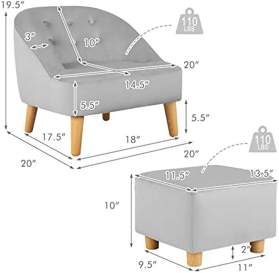Velvet Sofa with Ottoman E8686