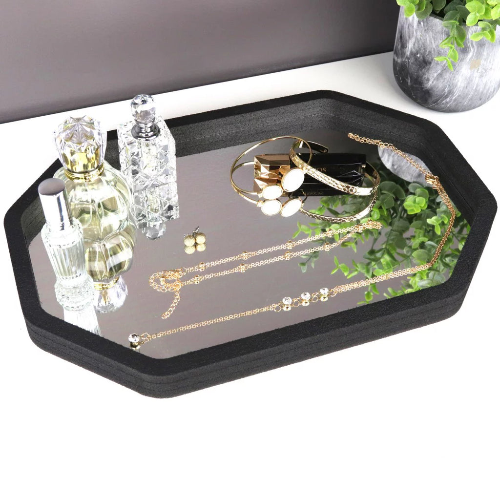 Mirrored Vanity Organizer Tray with Black Foam 14 x 9.5 Inches S195420