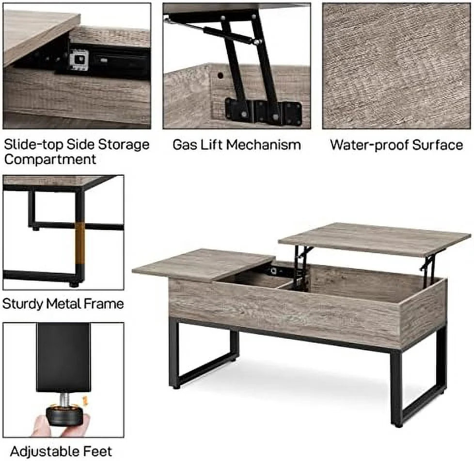 Lift Top Coffee Table with Hidden Compartments and Side Drawer B222157