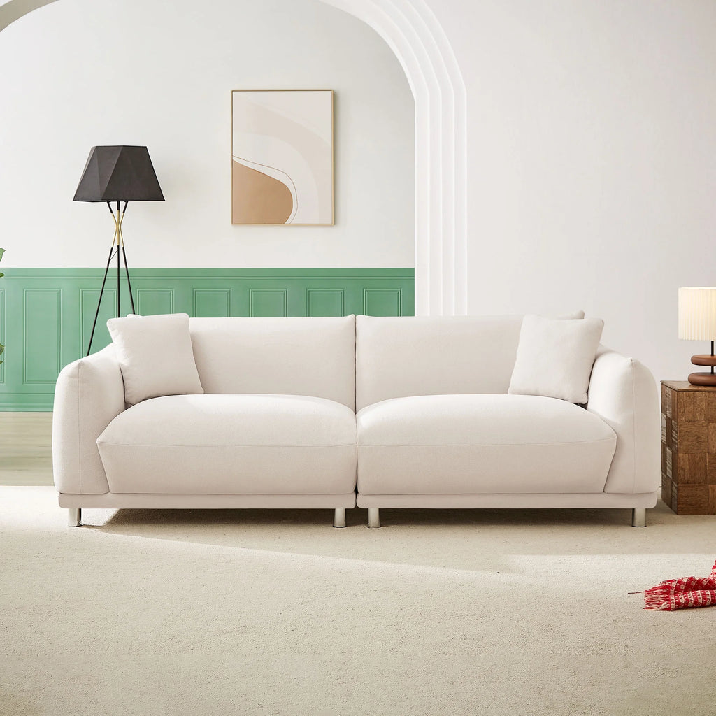 Beige 2 Seater Loveseat Sofa with 2 Pillows F21237