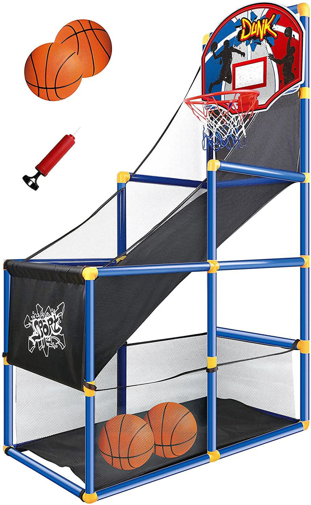 Kids Arcade Basketball Game Set with 4 Balls and Hoop V614729