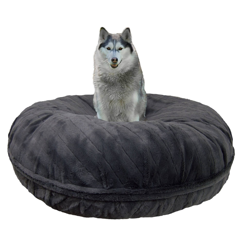 XS Gray Faux Fur Bagel Pet Bed E261159