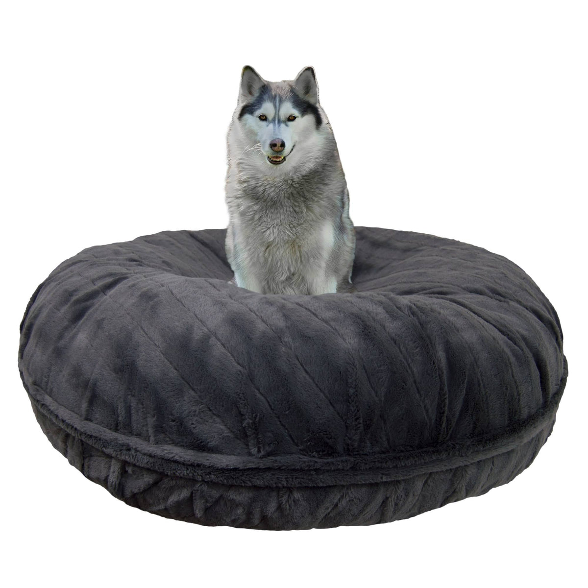 XS Gray Faux Fur Bagel Pet Bed E261159