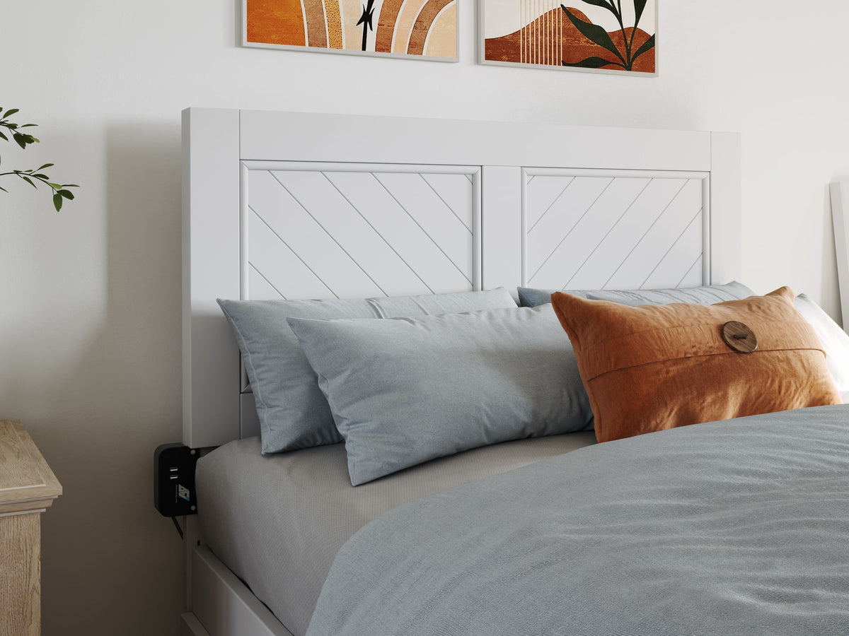 White Solid Wood Platform Bed with Twin XL Trundle T917746
