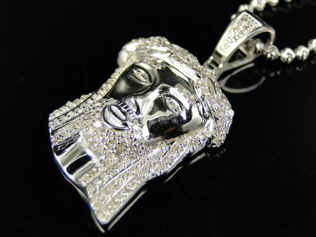 White Gold Finish Jesus Piece Pendant And Chain Q7618
