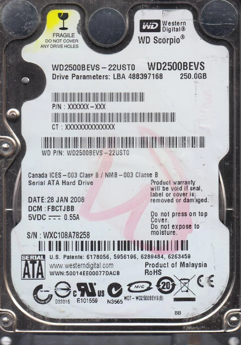 250GB SATA 2.5 Hard Drive P32243