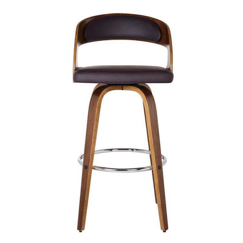 26" Wood Faux Leather Counter Stool in Brown T47130