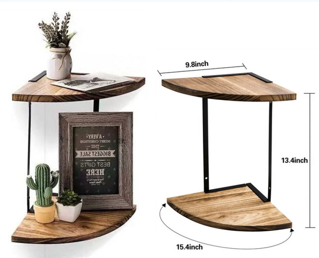 Wooden 2 Tier Floating Corner Shelf T573840