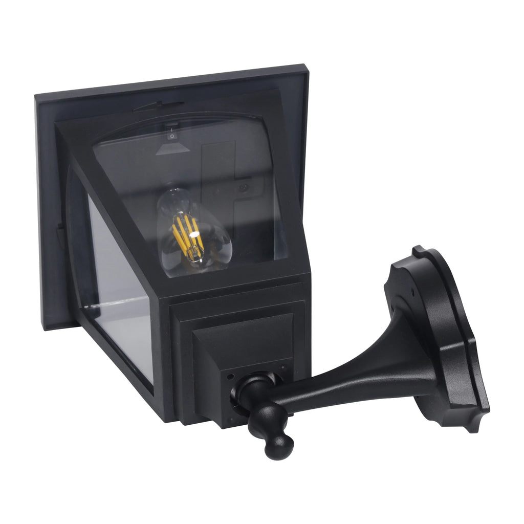 Motion Sensor Solar Wall Lantern with Filament Bulb, Black R254