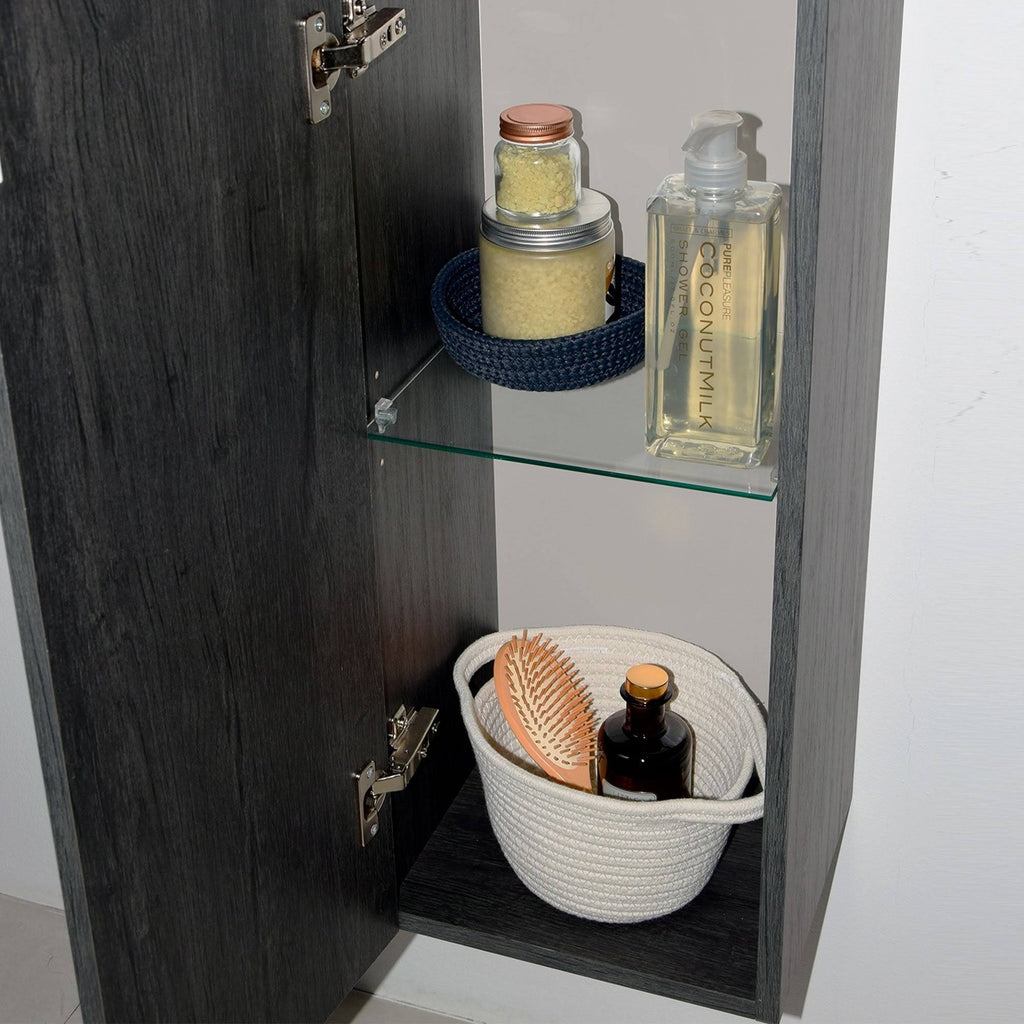 Grey Oak Wood Column Cabinet B4636