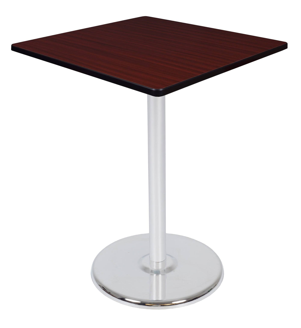 36x22 Square Platter Base Table Mahogany Chrome D367