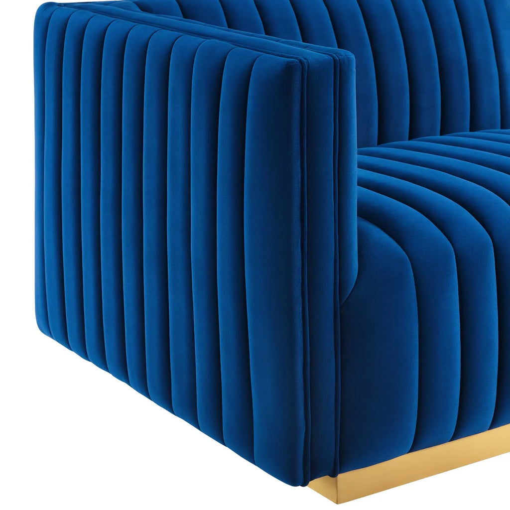 Gold Navy Velvet 5-Piece Sectional Z765703