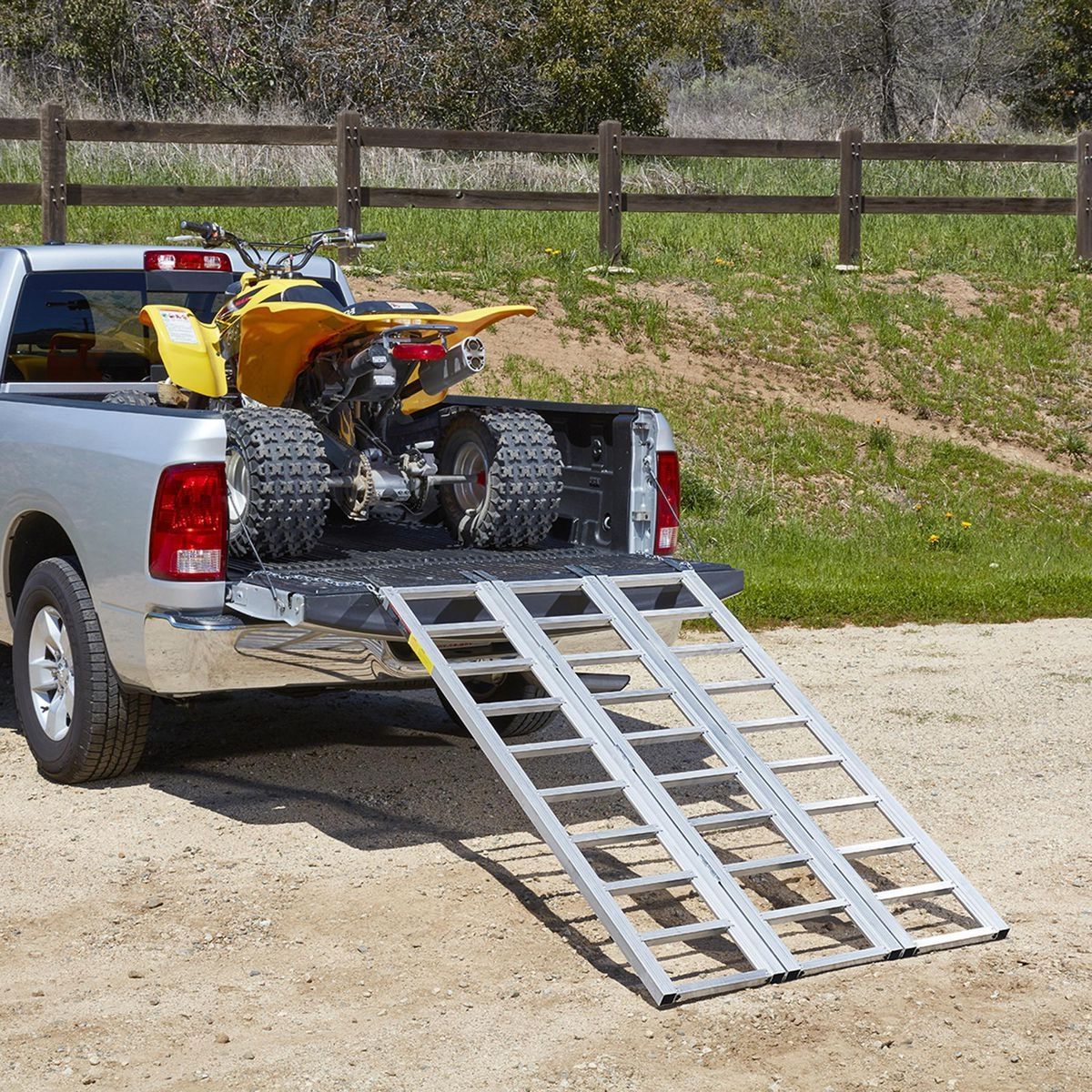 1500 lb. Capacity 45 in. x 69 in. Tri-Fold Aluminum Loading Ramp D16461
