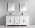 72 in. Double Sink Vanity in Carrara Marble & Mirror - White R8644