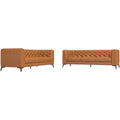 Mid-Century Tan Leather Sofa Set S745
