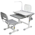 Gray Kid's Desk and Chair Set with Lamp and Book Holder X264259
