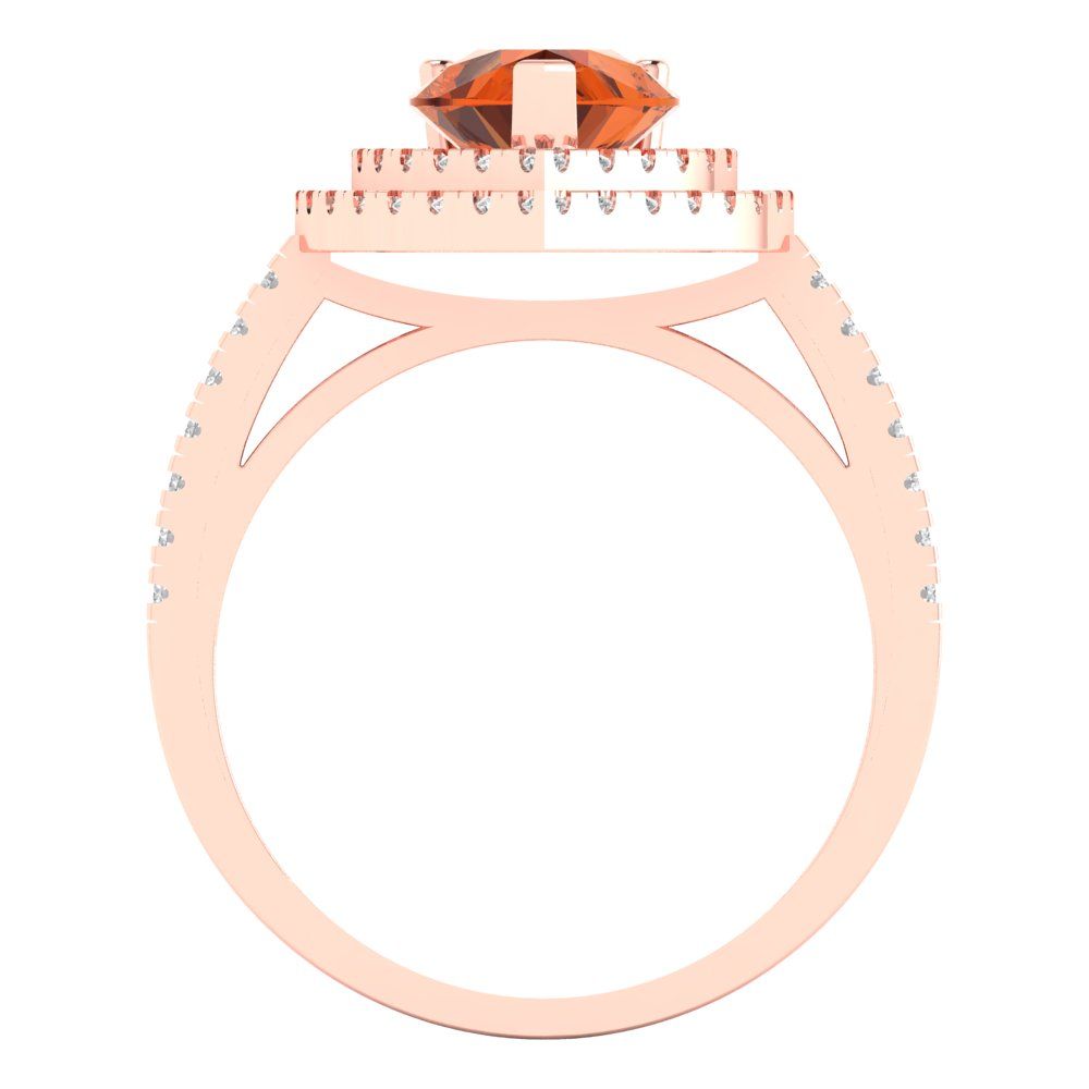 14k Rose Gold Halo Solitaire Ring size 6.5 E762