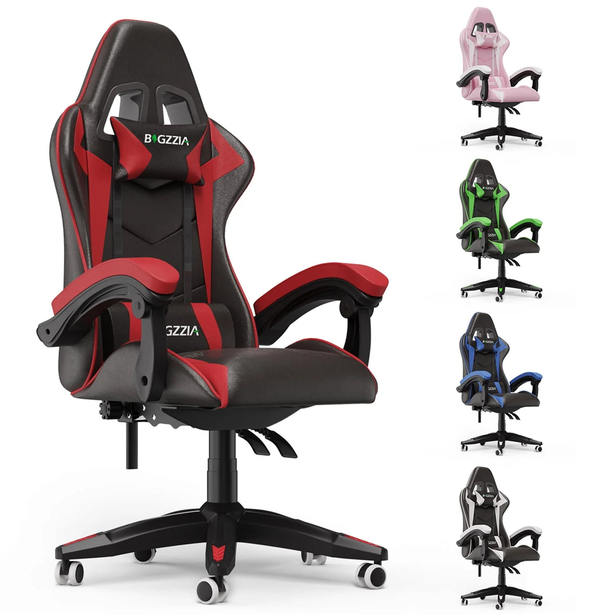Pink Gaming Chair with Lumbar Support and Headrest C86347