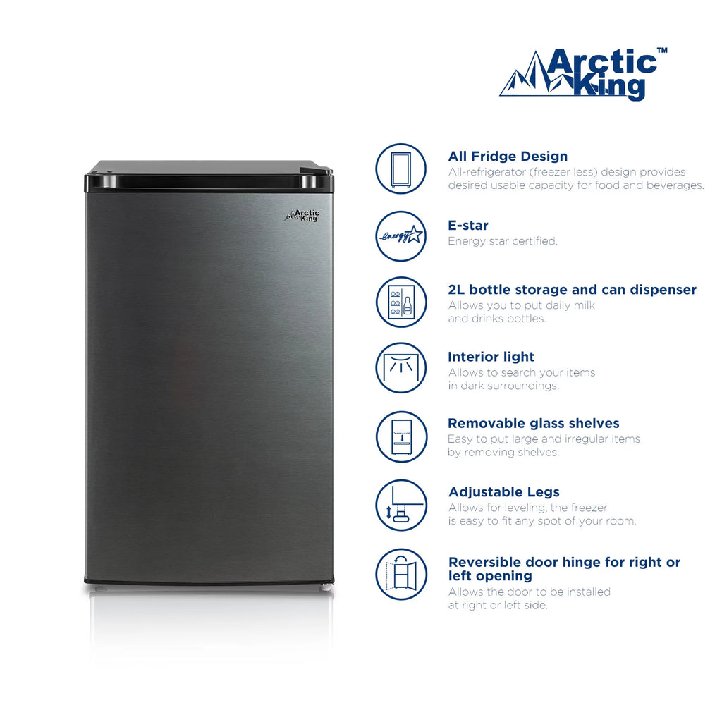 4.4 Cu ft Black Stainless Steel Look Mini Fridge H777
