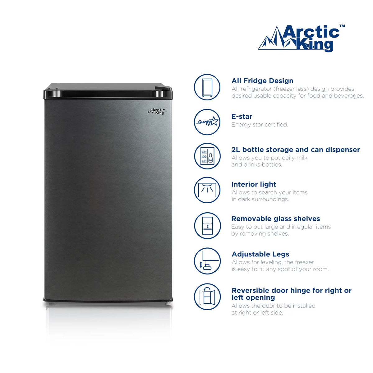 4.4 Cu ft Black Stainless Steel Look Mini Fridge H777