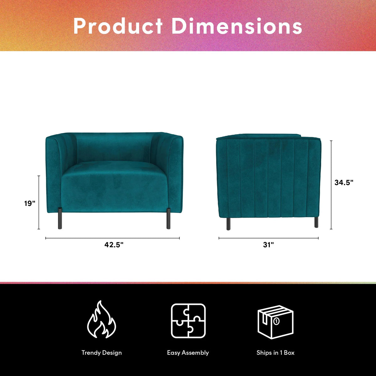 Emerald Green Velvet Upholstered Accent Chair and a Half O4604